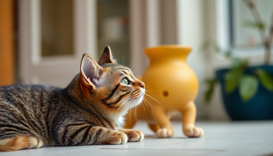 A curious cat communicating with its owner