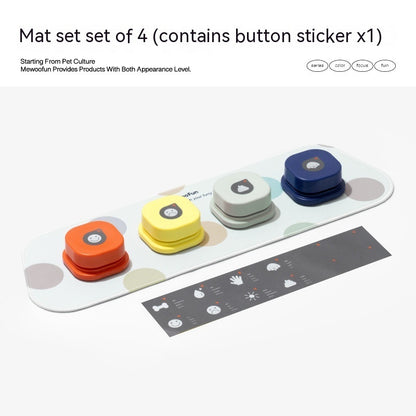 Orange Poppy mat set with four colored pet talking button toy pads and sticker for pet training