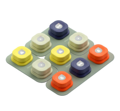 Orange Poppy pet talking button toy set of colorful pressable buttons on sheets for pet communication