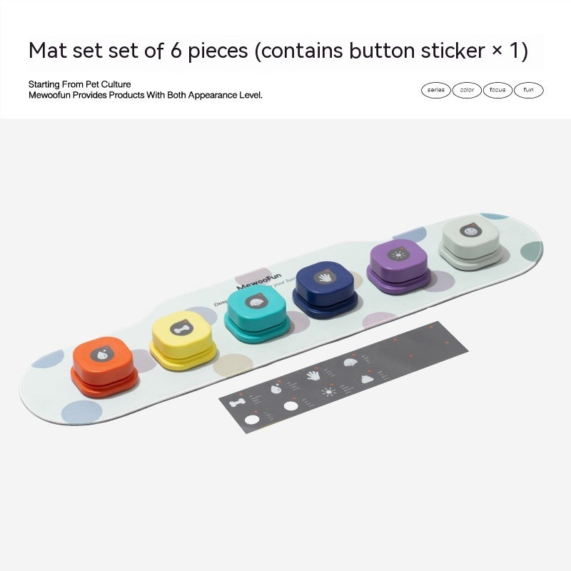 Orange Poppy mat set with six colorful hex buttons on dotted mat pet talking button toy for pet communication