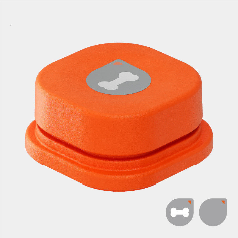 Orange Poppy pet talking button toy with bone icon for pet communication training and reusable voice commands