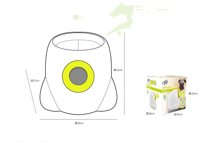 Orange Poppy automatic dog ball launcher compact white unit with yellow ring and retail box