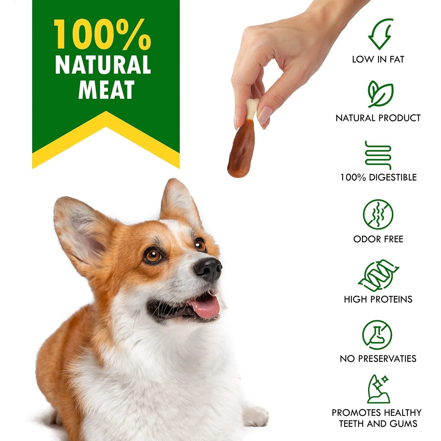 Healthy dog training treats for small and large dogs made from 100% natural meat, low in fat and high in protein