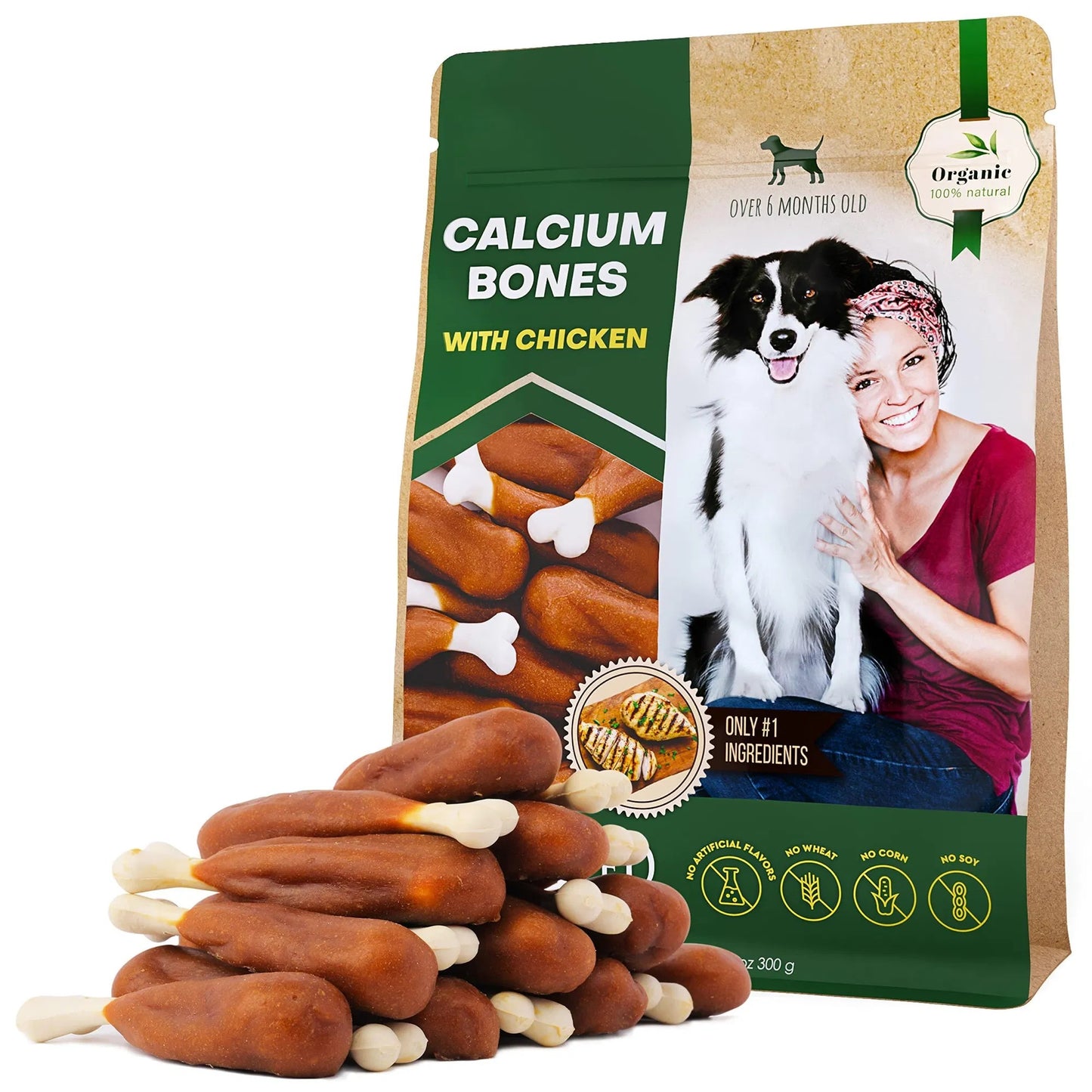 Calcium bones with chicken from Pet Haven Delights, healthy dog training treats for small and large dogs