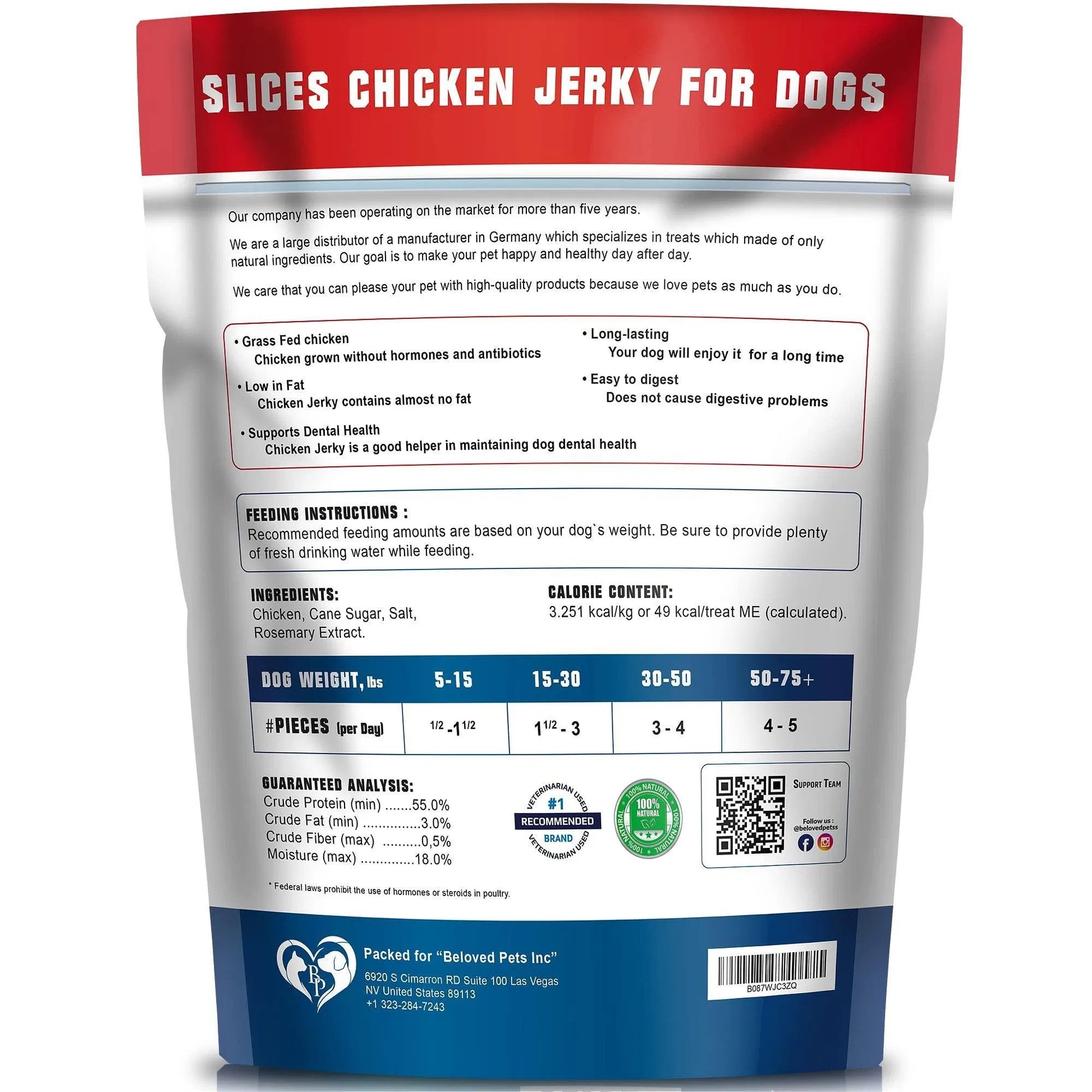 Orange Poppy chicken jerky bag for dogs organic high protein dog chews made from grass fed chicken