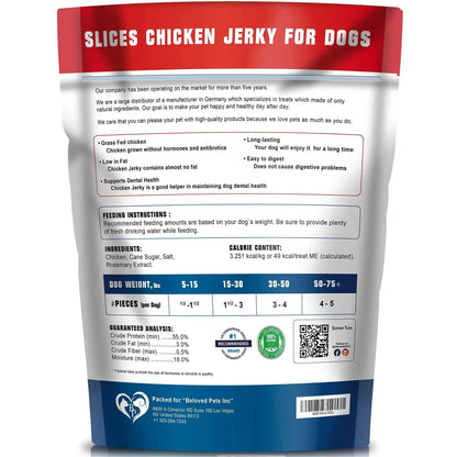 Orange Poppy chicken jerky bag for dogs organic high protein dog chews made from grass fed chicken