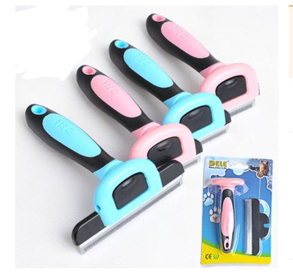 Set of Pet Haven Delights best pet grooming tool for hair with ergonomic handles in pink and blue
