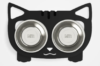 Cute cat and dog water bowl with stand featuring stainless steel bowls for pets