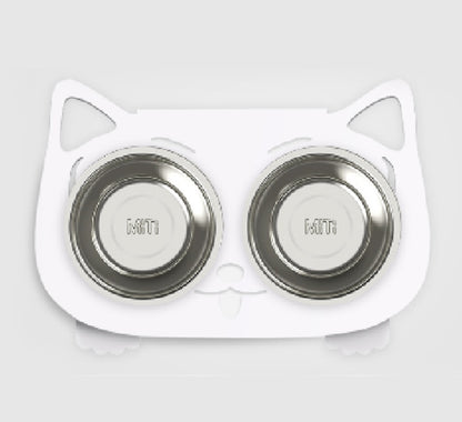 Stylish cat and dog water bowl with stand featuring two stainless steel bowls for pets