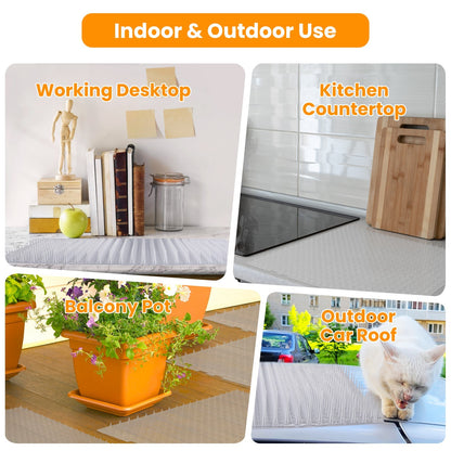 Versatile cat deterrent mats for furniture, ideal for use on desks, counters, pots, and car roofs