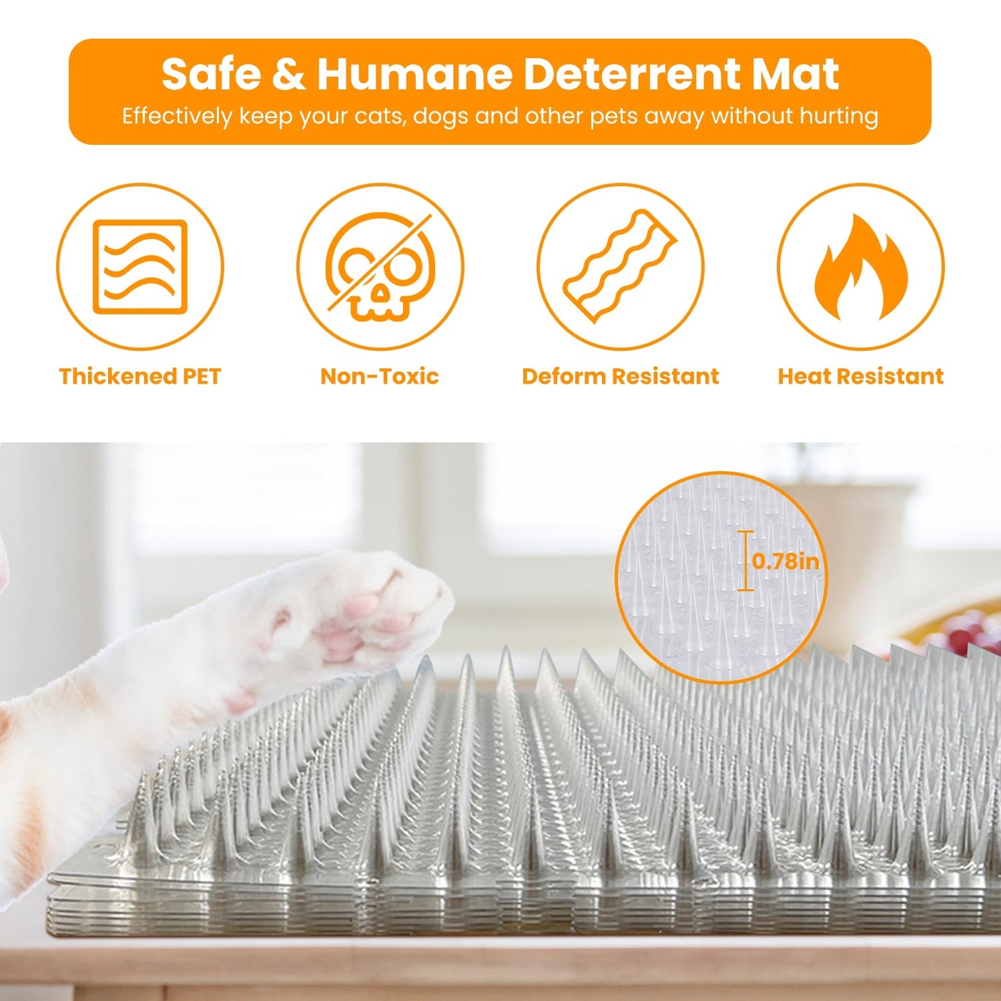 Transparent cat deterrent mats for furniture designed to prevent pets from scratching or climbing