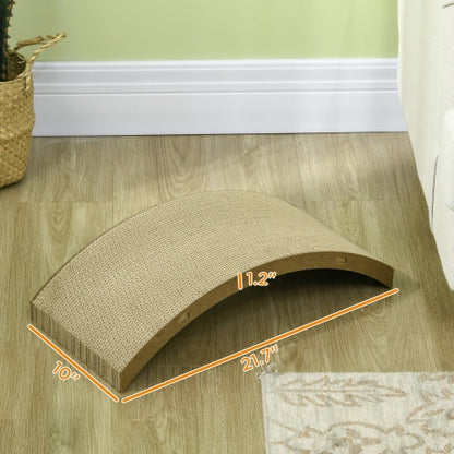 Curved cat scratching board replacement made of durable corrugated cardboard for playful cats