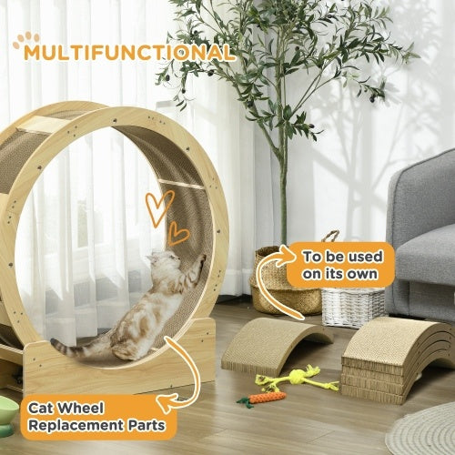 Cat scratching board replacement designed for multifunctional use with a cat wheel setup