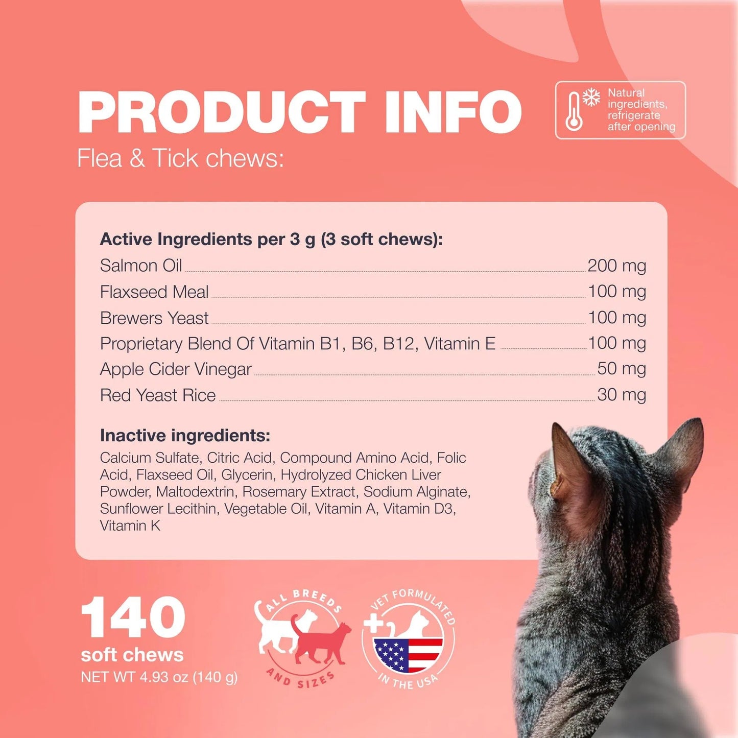 Pet Haven Delights flea treatment chews for cats with salmon oil and vitamins for effective protection