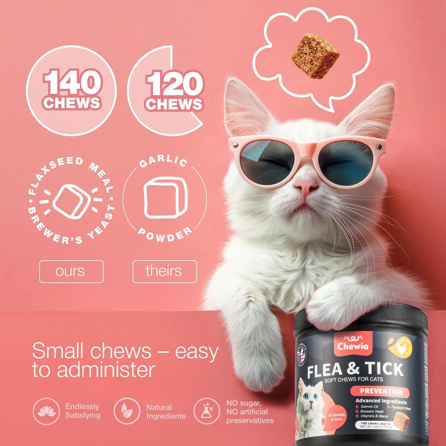 Pet Haven Delights flea treatment chews for cats in a soft chew format with natural ingredients