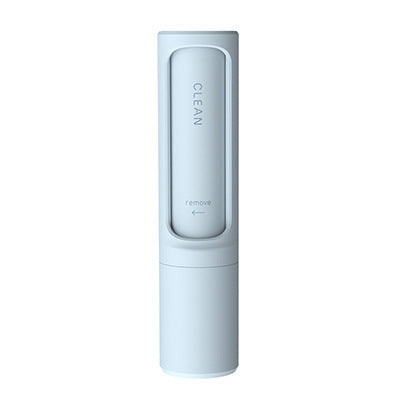 Orange Poppy reusable pet hair remover brush in light blue with compact holder for beds blankets and upholstery
