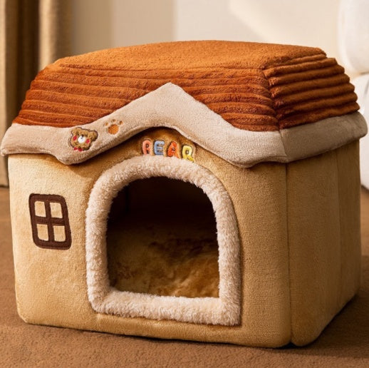 Cozy foldable pet nest sofa shaped like a house for small dogs and cats