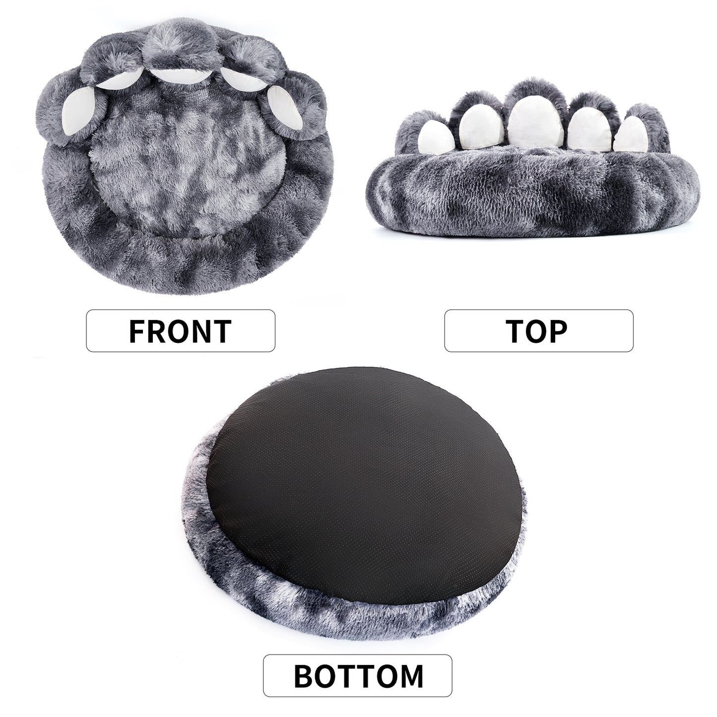 Cute plush cat bed for indoor cats featuring a soft paw design with a cozy top and bottom