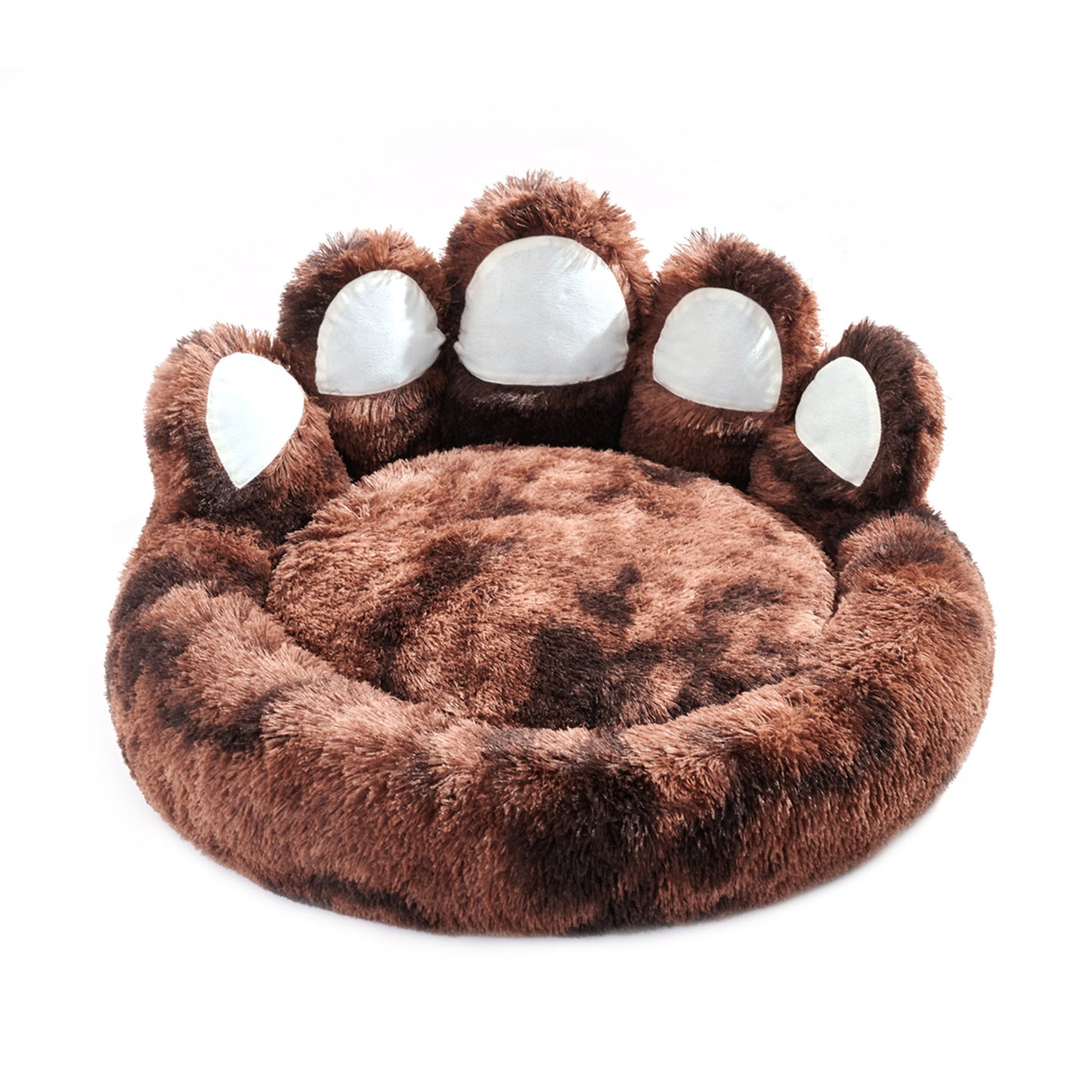 Cute plush cat bed for indoor cats designed like a soft paw for ultimate comfort
