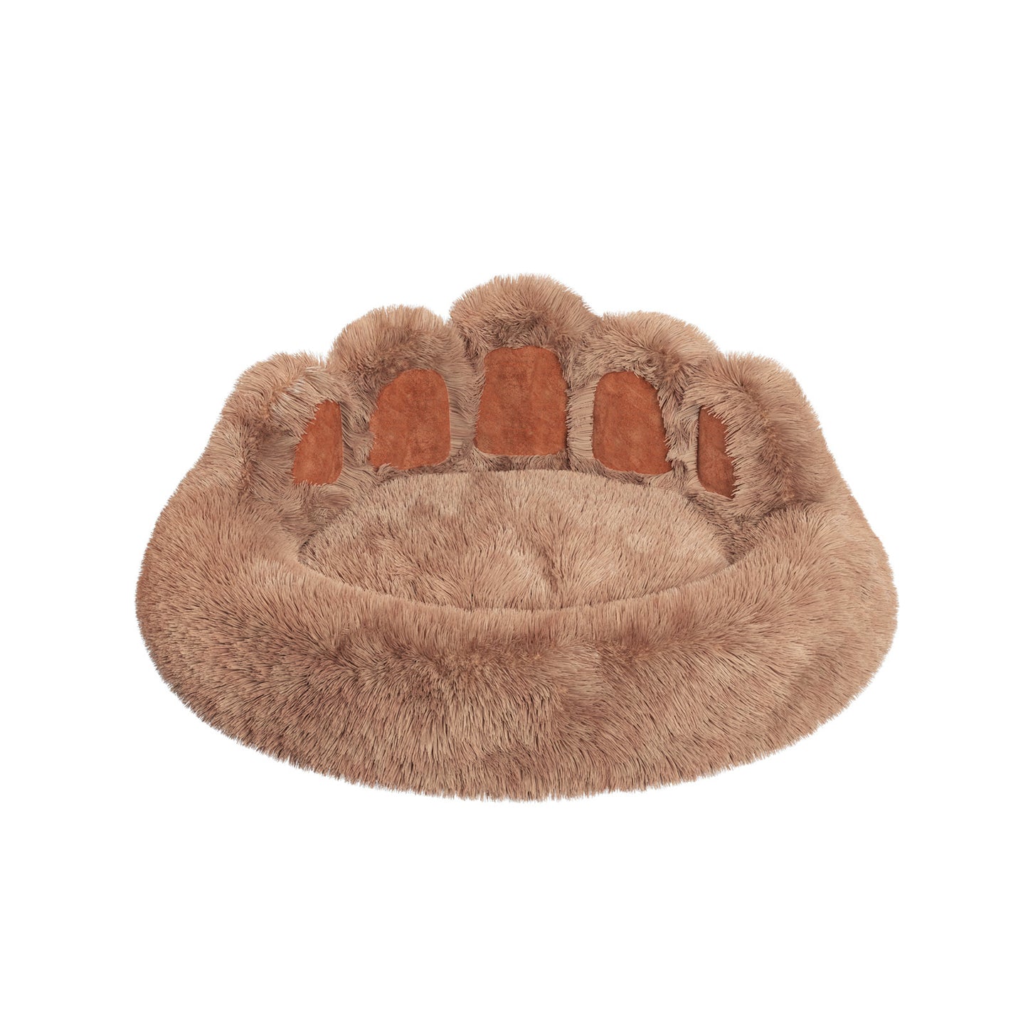 Cute plush cat bed for indoor cats designed like a paw print for cozy lounging