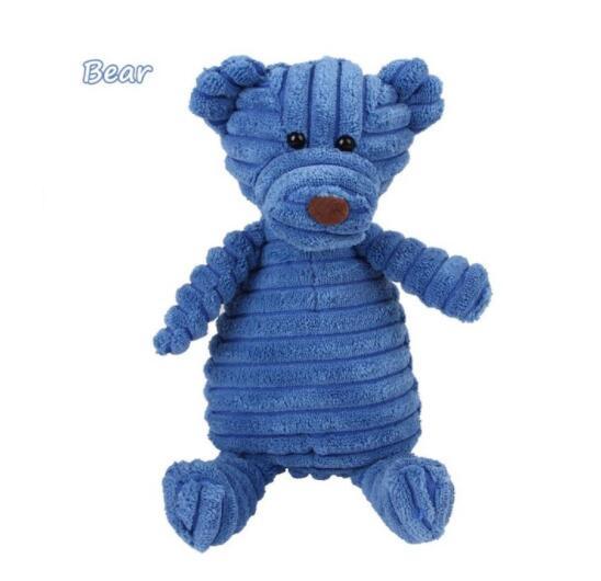 Blue plush bear toy designed for dog teeth cleaning plush to promote dental health