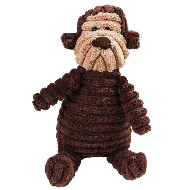 Soft monkey plush toy designed for dog teeth cleaning plush with textured fabric for dental health
