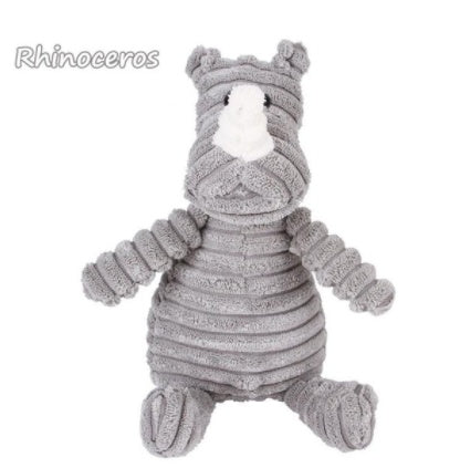 Gray plush rhinoceros dog toy for teeth cleaning and playtime, ideal for dog teeth cleaning plush needs