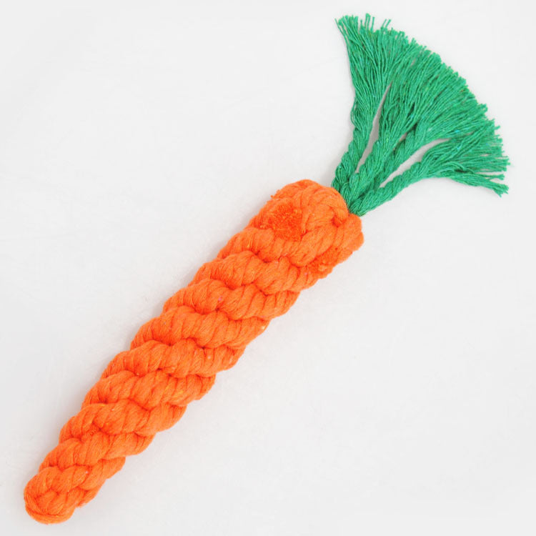 Bright orange dog teeth cleaning plush carrot toy for interactive play and dental care