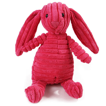 Pink dog teeth cleaning plush rabbit toy for playful and dental care activities