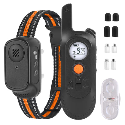 Long range dog trainer with safety lock features and adjustable collar for effective training