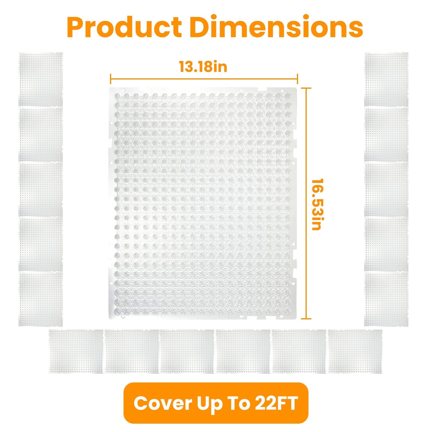 16Pcs Cat Deterrent Mats For Indoor Outdoor Use Keep Cats Dogs Away Pets 16x13in Deterrent Training Mats With Spikes 22x1FT Area