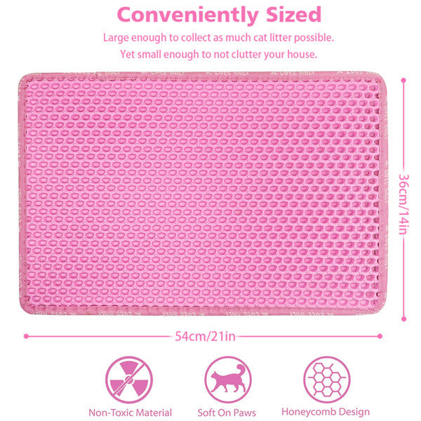 Conveniently sized easy clean litter mat for cats with a honeycomb design for maximum litter collection