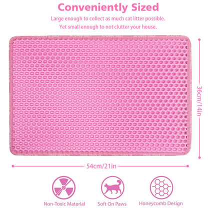 Conveniently sized easy clean litter mat for cats with a honeycomb design for maximum litter collection