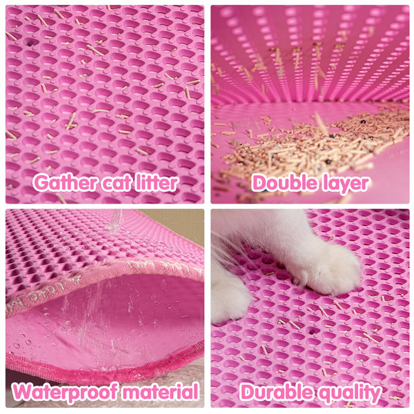 Easy clean litter mat for cats with double layer design and waterproof material for convenient litter management
