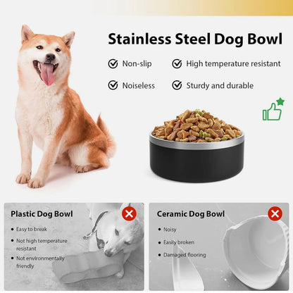 Stainless steel dog bowl featuring an easy to clean pet feeding bowl design for convenience and durability