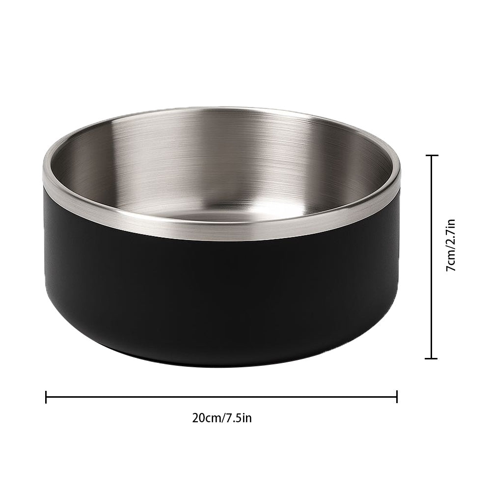Black stainless steel easy to clean pet feeding bowl with a non-slip base for stable use