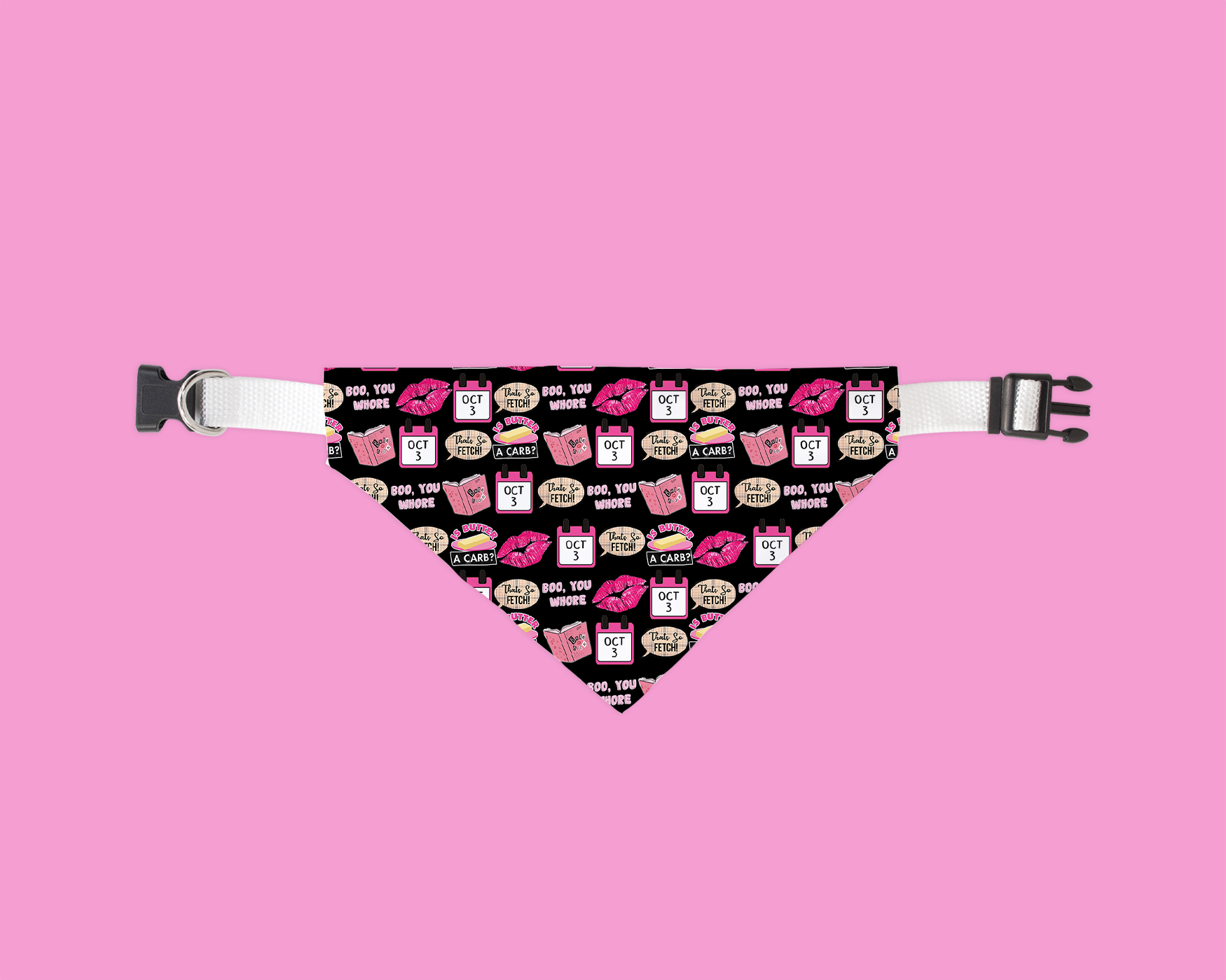 Scarlet Gaia funny dog bandana with Halloween themed pink and black pattern for pets