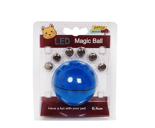 Funny motion activated cat toy in blue LED magic ball design for playful pets