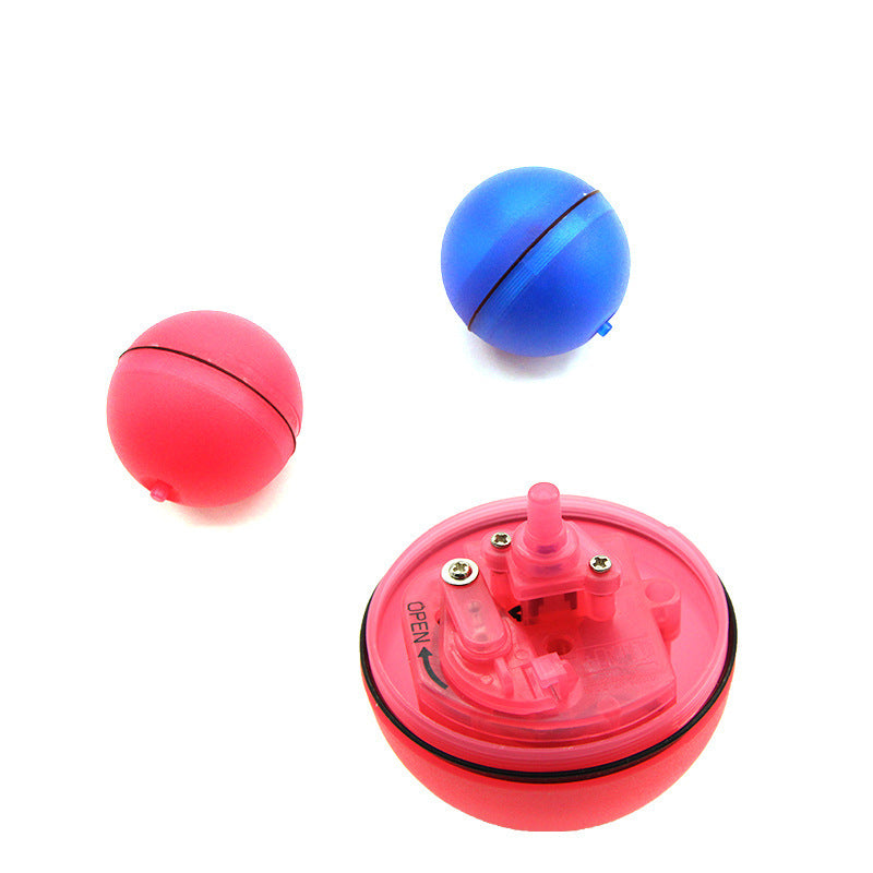 Funny motion activated cat toy with bouncing balls in pink and blue for interactive feline play