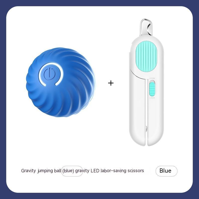 Interactive dog ball toy in blue with a remote for easy play and retrieval