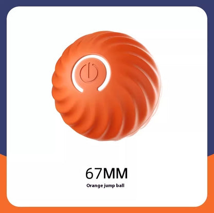 Orange jump ball toy for dogs featuring a button, ideal as an interactive dog ball toy