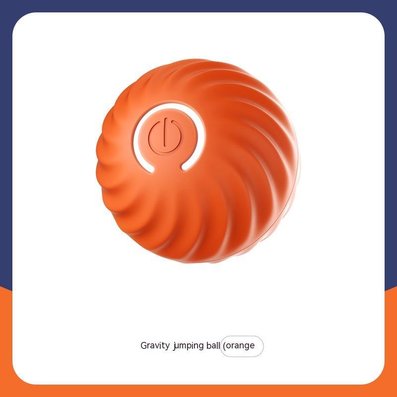 Interactive dog ball toy in orange, designed for engaging outdoor play with pets