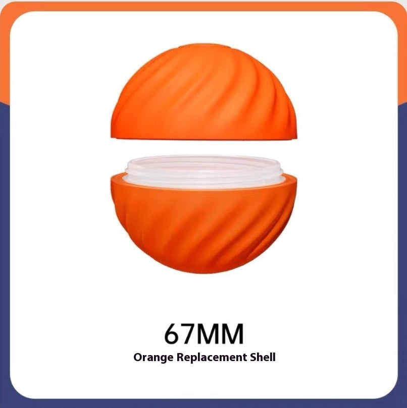 Interactive dog ball toy replacement shell in vibrant orange, designed for durability and fun