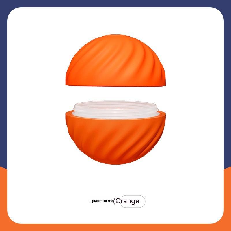 Interactive dog ball toy in orange with a twist-open design for engaging playtime