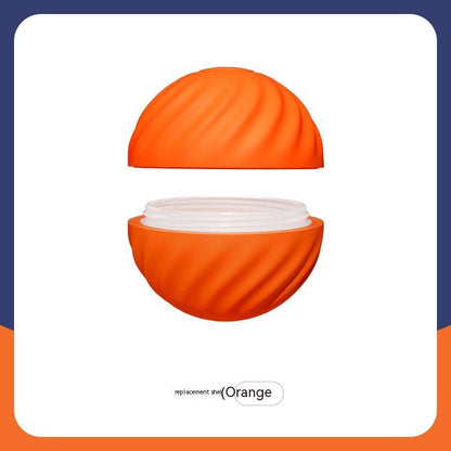 Interactive dog ball toy in orange with a twist-open design for engaging playtime