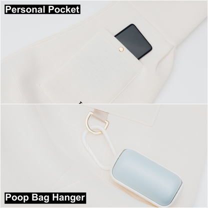 Emerald Alfie pet sling carrier for small dogs with personal pocket and poop bag hanger in beige fabric