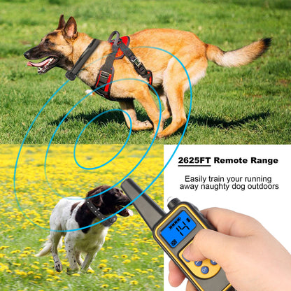 Long range dog collar 875 yards for training dogs outdoors with remote control and safety features