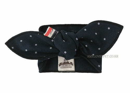 Emerald Alfie navy dog scarf with white star pattern and knot design for pets