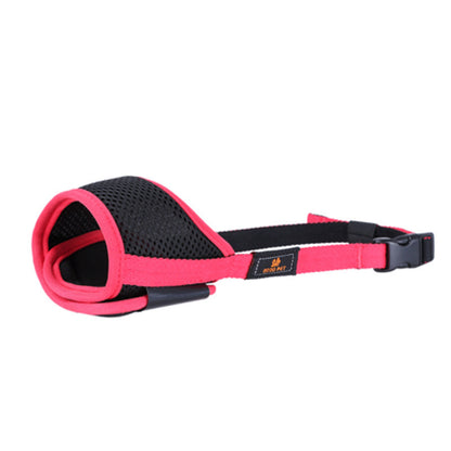 Orange Poppy black and pink padded mesh adjustable dog muzzle for biting with adjustable strap and buckle