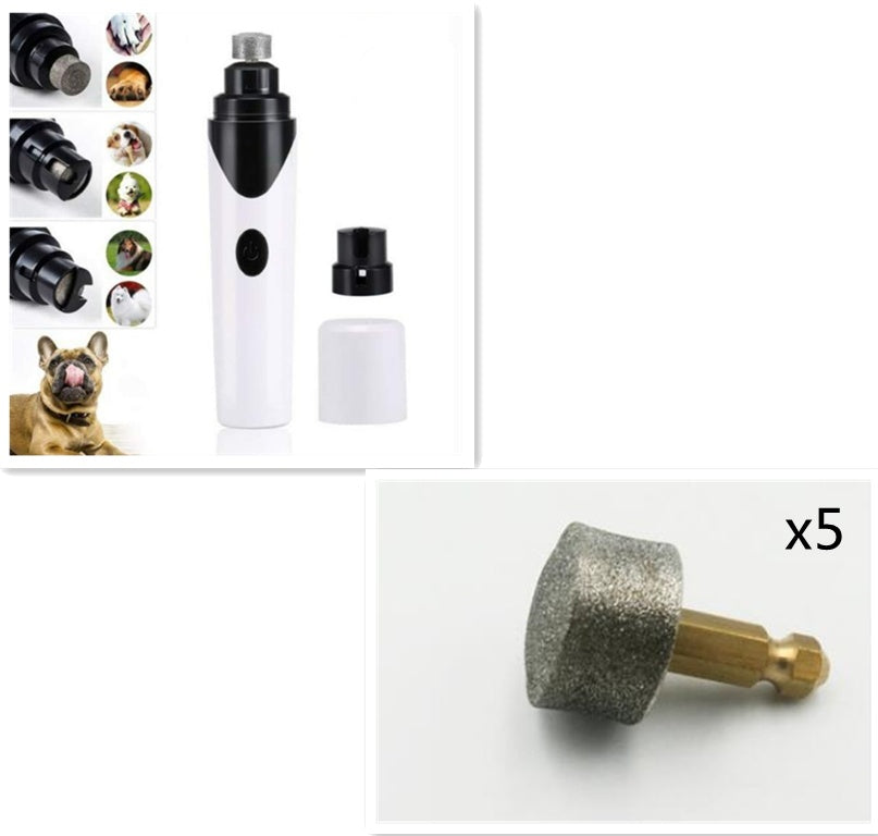 Orange Poppy electric pet nail clippers kit with white grinder dust cap and 5 replacement grinding heads
